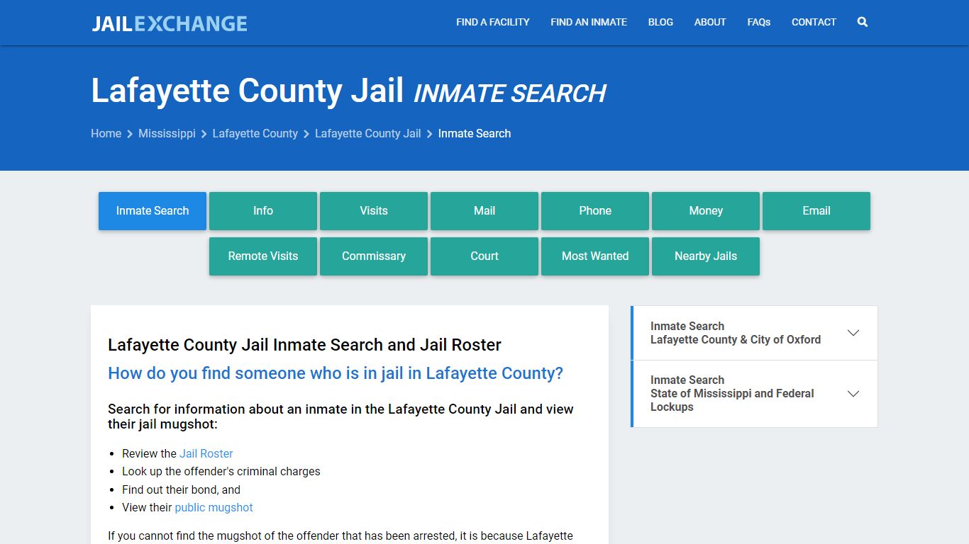 Lafayette County Jail Inmate Search - Jail Exchange